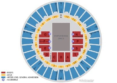 会場の座席表。ticketmaster.com より