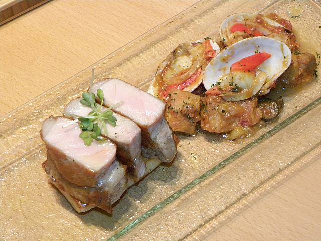アレンテージョ産黒豚ヒレ肉のソテーとあさり入りトマトソース