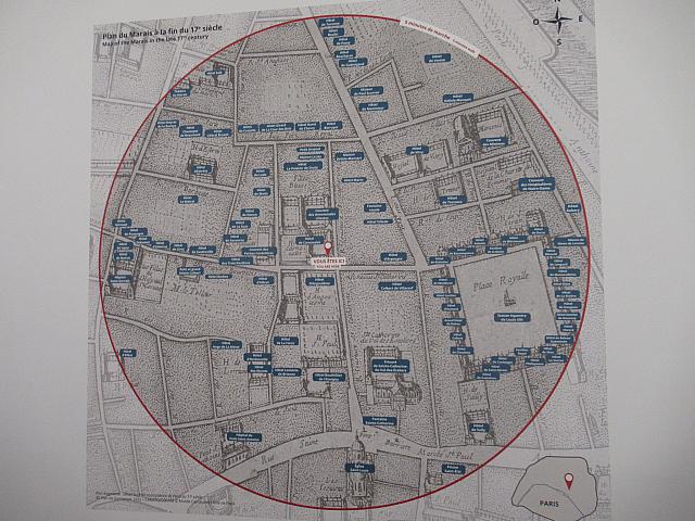 当時のマレの地図。貴族の館がたくさん並んでいます