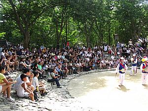 たくさんの観覧客が見守ります。