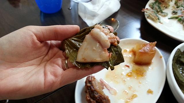 エゴマの葉に巻いて食べても美味！