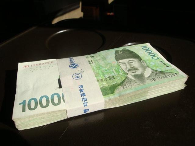 （この時のレートは100円→14,500w。念願の100万ｗの帯）