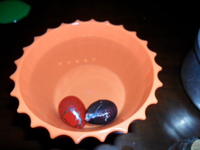 ４時間後、ほんのちょっと割れて来たの、見えますか？？これも明日の朝が楽しみです。５００W