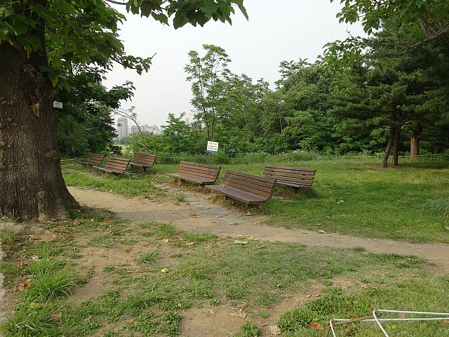 ベンチで一休み。