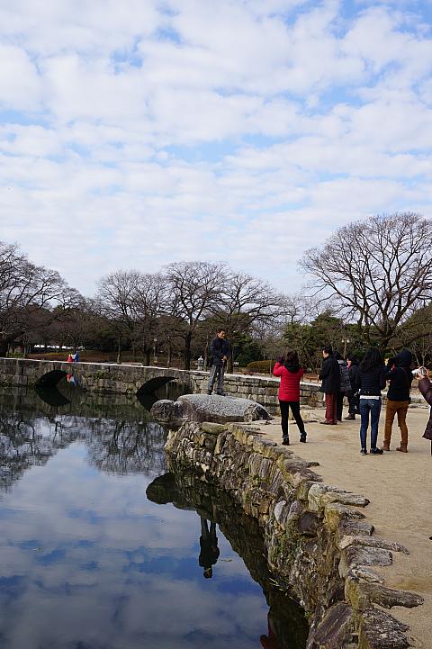 鏡のような池に映った空もきれい