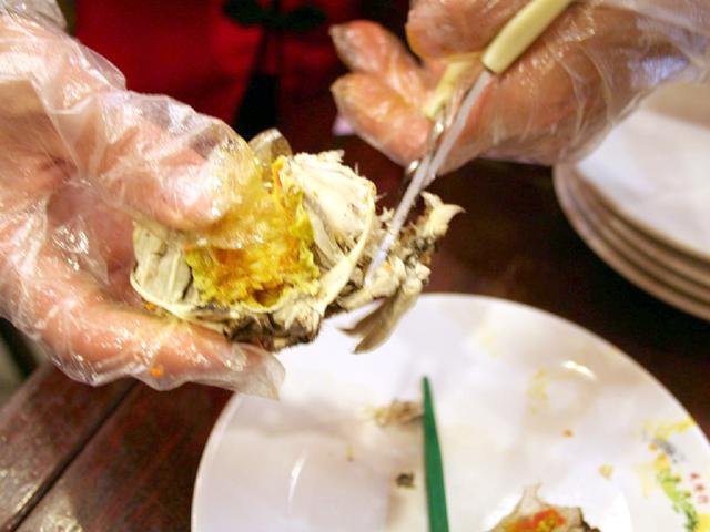鰓（エラ）をハサミで切り落とします。