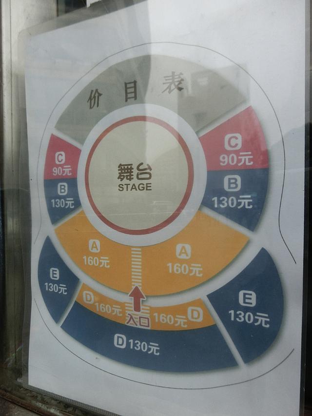 座席と値段です