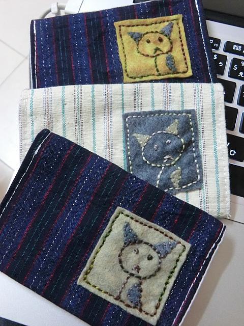 猫刺繍の名刺入れ