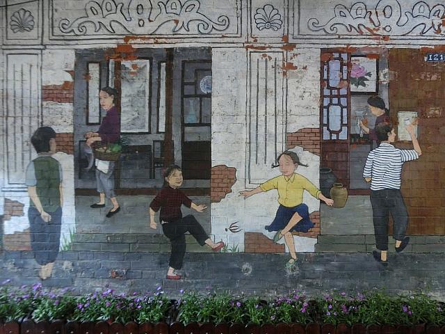 昔の風景の壁画