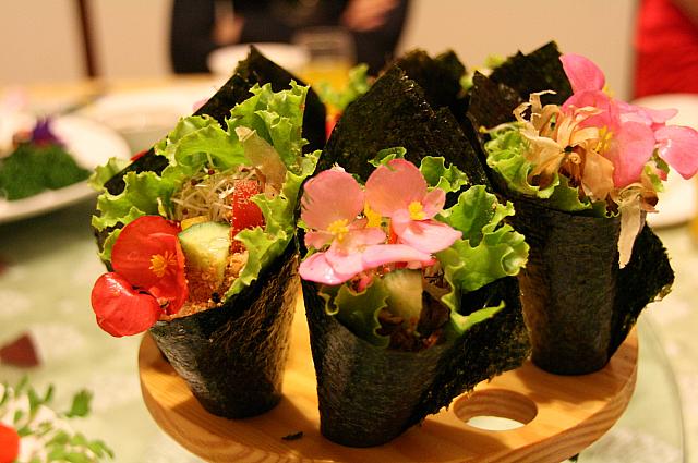 海棠花手捲　一番おいしかったです！花をパクッと食べた時には、幸せな気分になれました。単品で一つ30元