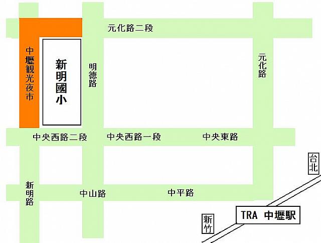 地図はこんな感じ！そんなに複雑ではないので散歩がてら中壢駅から歩いてみましょう！街の様子が覗けて楽しいです♪