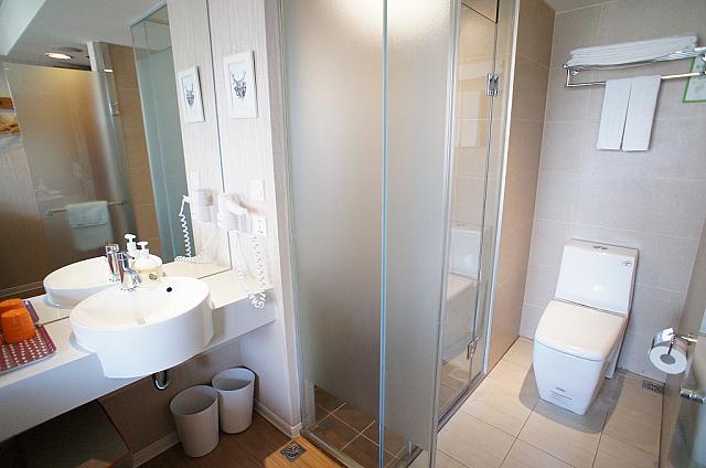 洗面所を外に設置したことでバスルームとトイレが広々！