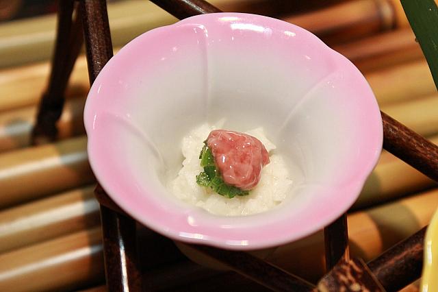 オクラと長芋の酒盗掛け