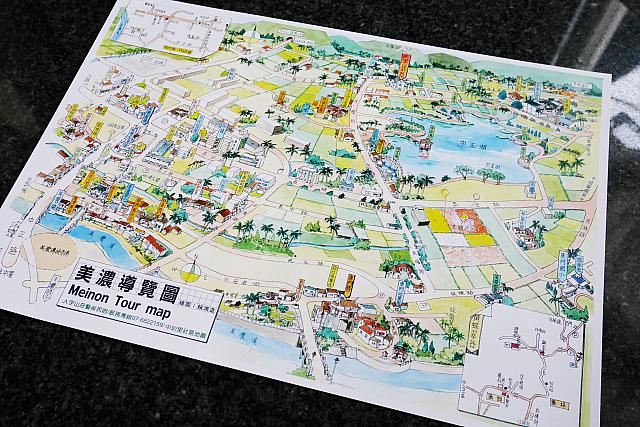 オーナーが得意の絵で書かれた美濃の観光案内図