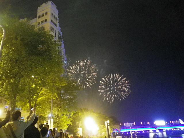 今年の高雄ランタンフェスティバルの花火はすごいらしいという噂があり、愛河以外の所も写真を撮る人でいっぱいでした！
