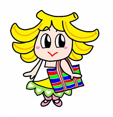 バナナちゃん（香蕉妹）　お買い物とスイーツが大好きなバナナちゃんはおしゃれさん。ナビ君の妹であり、時にはナビ君と一緒に街に繰り出すことも。笑顔がキュートで家族の癒し的存在。