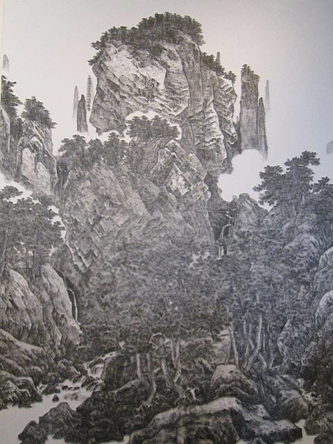 中国らしい伝統的な水墨画と思ったこの作品・・・