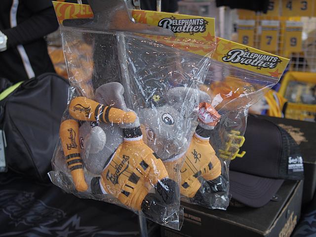兄弟エレファンツのマスコットも売店でひしめきあっていました