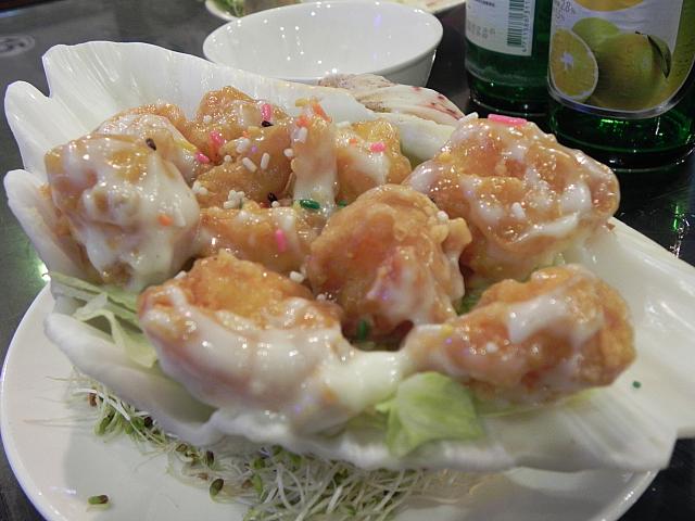 鳳梨蝦球（150元）。エビがプリプリ～☆