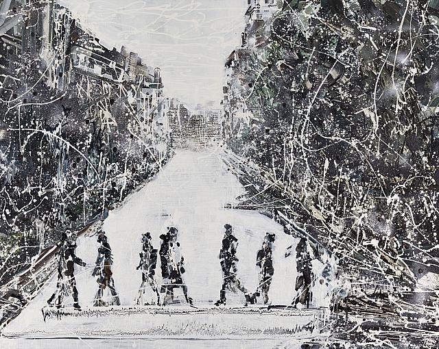 邱建仁さんは都市の風景を静かにとらえた油彩作品。