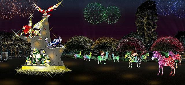 子供達が公園で無邪気に遊んでいるところから発想を得たランタン達の数々は楽しい森の中で様々な動物が戯れている様子を表現しているそうですよ！<BR>写真提供：観光局