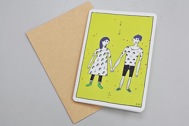 注音で「謝謝你」と書かれたポストカード15元