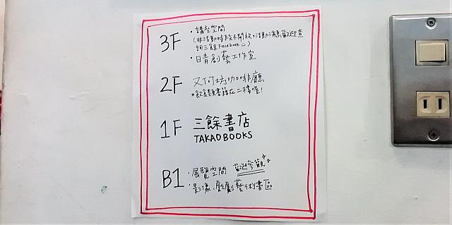 壁に貼ってある手書きのフロアガイド