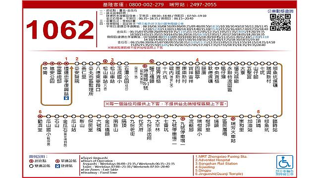 1062バスルート表<br>画像提供：臺北公車