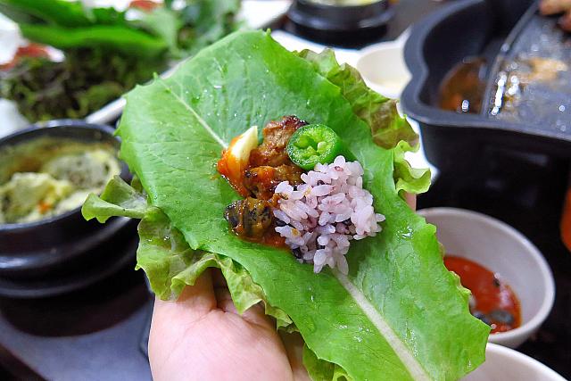 天安の常緑リゾート近くにある、焼肉の包みご飯が美味しいお店