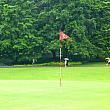 庭園のゴルフコースとホールの国旗
